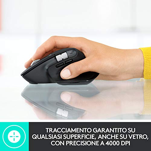 Logitech MX Master 3 Ratón Inalámbrico, Receptor USB, Bluetooth/2.4GHz, Desplazamiento Rápido, Seguimiento 4000 DPI en Cualquier Superficie, 7 Botones, Recargable,PC/Mac/Portátil/iPadOS,Gris oscuro