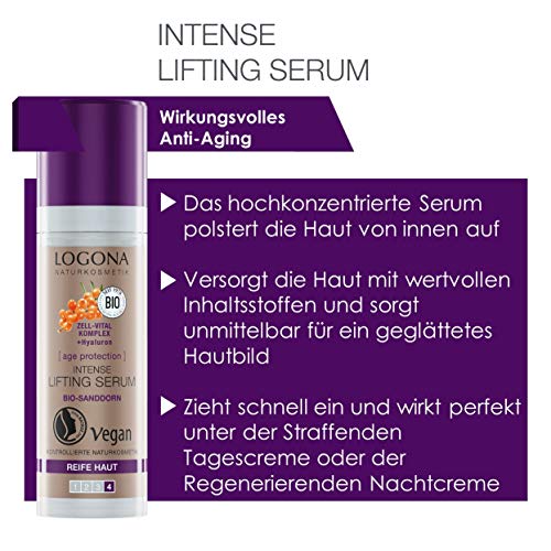 LOGONA Naturkosmetik cosmético Age Protection Intense Lifting Serum, anti-edad Vegano, 1er Pack (1 x 30 ml)