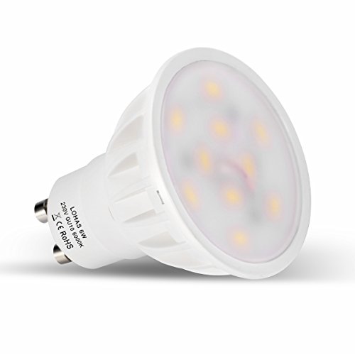 LOHAS® Bombilla LED 6W GU10, Igual a Bombilla Halógena de 50W, 6000K, Blanco Diurno,500lm, Paquete de 5 Unidades