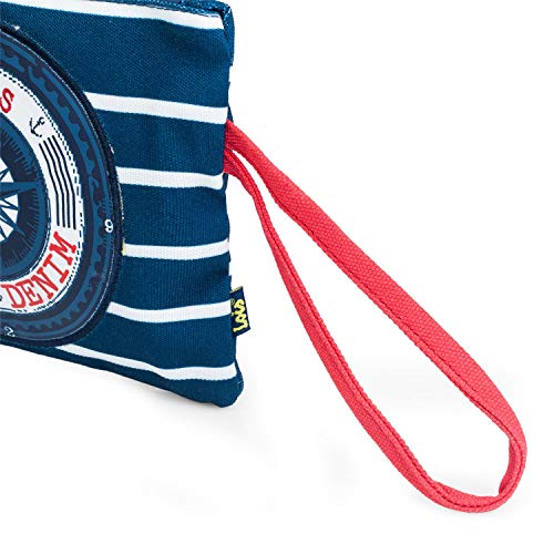 Lois - Neceser con Asa de Mano. Lona Estampada. Cierre Cremallera. Ideal para Playa en Verano o Viaje. Calidad Moda y Diseño. Bolso Tote a Juego. Resistente y Ligero. 601006, Color Marino