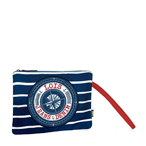 Lois - Neceser con Asa de Mano. Lona Estampada. Cierre Cremallera. Ideal para Playa en Verano o Viaje. Calidad Moda y Diseño. Bolso Tote a Juego. Resistente y Ligero. 601006, Color Marino