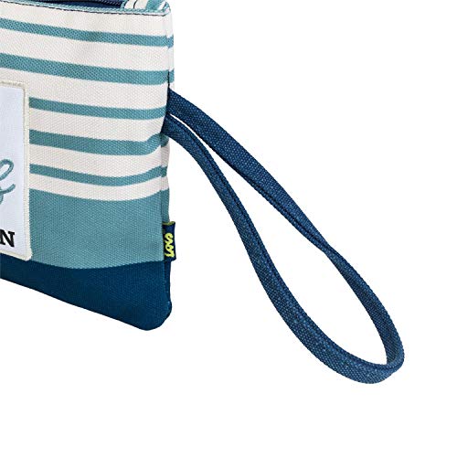 Lois - Neceser de Playa con Asa de Mano. Lona Estampada. Cierre Cremallera. Ideal para Verano o Viaje. Calidad Estilo y Diseño. Bolso Tote a Juego. Práctico y Reistente. 601008, Color Turquesa