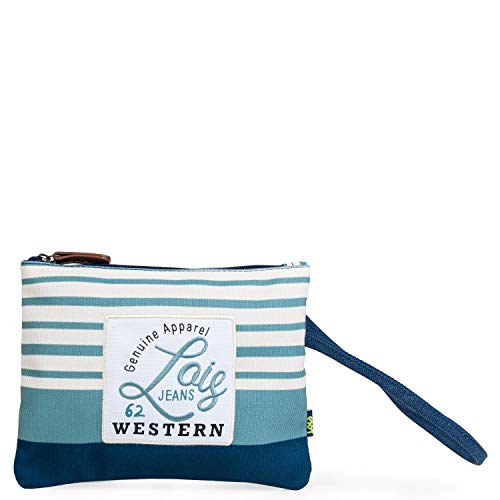 Lois - Neceser de Playa con Asa de Mano. Lona Estampada. Cierre Cremallera. Ideal para Verano o Viaje. Calidad Estilo y Diseño. Bolso Tote a Juego. Práctico y Reistente. 601008, Color Turquesa