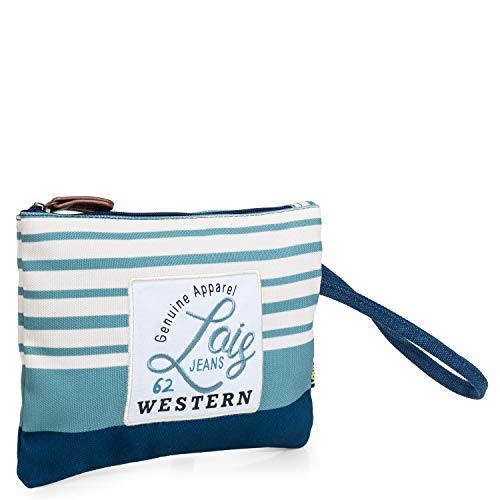 Lois - Neceser de Playa con Asa de Mano. Lona Estampada. Cierre Cremallera. Ideal para Verano o Viaje. Calidad Estilo y Diseño. Bolso Tote a Juego. Práctico y Reistente. 601008, Color Turquesa