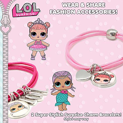 L.O.L. Surprise! Juego De 2 Pulseras Con Colgantes Para Niñas Con Sus Muñecas Favoritas LOL | Brazaletes Elásticos De Color Rosa | Accesorios De Las Muñecas LOL Y Joyería | Selección Sorpresa