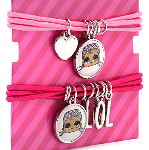 L.O.L. Surprise! Juego De 2 Pulseras Con Colgantes Para Niñas Con Sus Muñecas Favoritas LOL | Brazaletes Elásticos De Color Rosa | Accesorios De Las Muñecas LOL Y Joyería | Selección Sorpresa