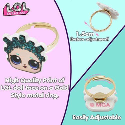 L.O.L. Surprise ! Paquete De 6 Anillos Para Niñas Con Sus Muñecas LOL Favoritas | Conjunto De Anillos Ajustables | Accesorios De Lol Para Cumpleaños De Niños Y Para Vestir | Selección Sorpresa