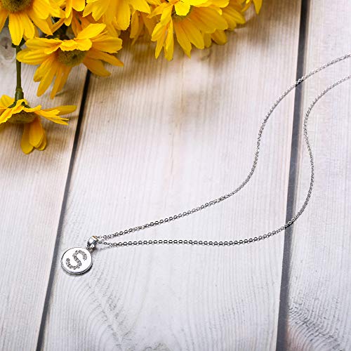 LOLIAS Collar con Letras para Mujeres Niñas Letra Inicial Collares y Colgante con Circonita Cúbica Redondo Alfabeto Personalizado Colgante Nombre Collar Joyas Regalos para Mujeres Niñas