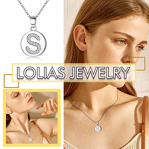 LOLIAS Collar con Letras para Mujeres Niñas Letra Inicial Collares y Colgante con Circonita Cúbica Redondo Alfabeto Personalizado Colgante Nombre Collar Joyas Regalos para Mujeres Niñas
