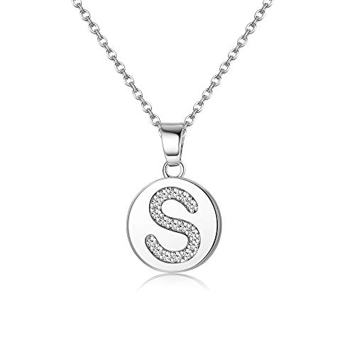 LOLIAS Collar con Letras para Mujeres Niñas Letra Inicial Collares y Colgante con Circonita Cúbica Redondo Alfabeto Personalizado Colgante Nombre Collar Joyas Regalos para Mujeres Niñas