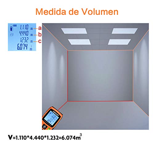 Lomvum Medidor Laser de Distancia, 50M Profesional Metro Laser,Telemetro Laser con Precisión 2mm,Niveles de Burbuja