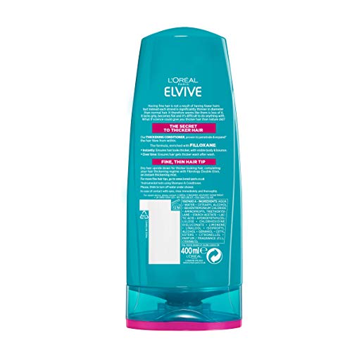 L'Oreal Elvive Fibrology Thickening Shampoo para cabello fino, 400ml, Pack de 6