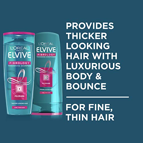 L'Oreal Elvive Fibrology Thickening Shampoo para cabello fino, 400ml, Pack de 6