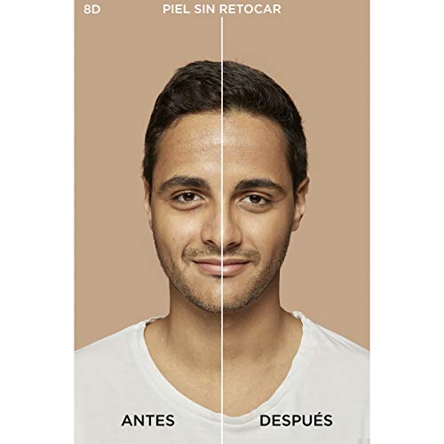 L'Oréal Paris Accord Parfait, Base de maquillaje acabado natural con ácido hialurónico, tono piel medio-oscuro 8D, 30 ml