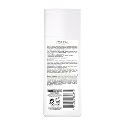 L'Oréal Paris Age Perfect - Leche Limpiadora antiarrugas y relajante – Pieles maduras – Juego de 2