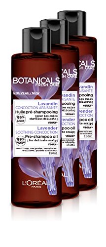 L'Oréal Paris Botanicals - Aceite pre-champú, lavandina, concocción relajante, 150 ml, 3 unidades