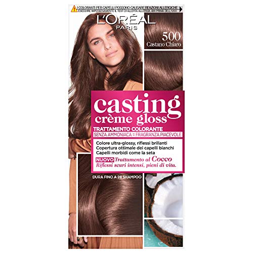 L'Oréal Paris Casting Creme Gloss, tratamiento colorante para el cabello, sin amoniaco para una fragancia agradable. Castano Chiaro 500