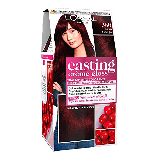 L'Oréal Paris Casting Creme Gloss, tratamiento colorante para el cabello, sin amoniaco para una fragancia agradable. Nero Ciliegia 360