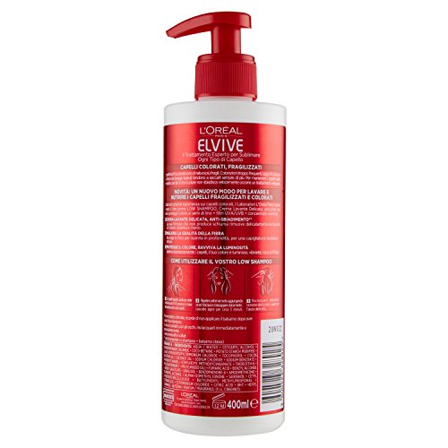 L'Oréal Paris - Champú Elvive Low Shampoo sin espuma ni sulfatos, 400 ml Color Vive