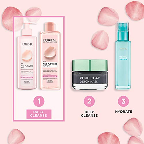 L'Oreal Paris Flores Delicadas - Leche de limpieza, limpia, desmaquilla y nutre