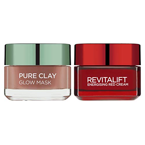 L'Oreal Paris Glow Revival Kit de limpieza e hidratante Set de regalo para ella, 50 ml