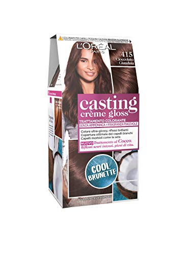 L'Oréal Paris Hair Dye Casting Creme Gloss, sin amoníaco para una fragancia agradable, 415 Gianduia Chocolate, paquete de 1