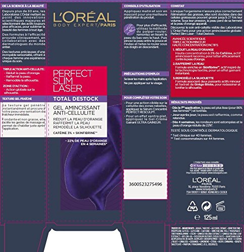 L’Oréal Paris Sublime Body PERF SLIM LASER DESTOCK TU125 FR/NL sérum corporal 125 ml - Sérums corporales (Mujeres, Piel seca, Piel normal, Anti-celulitis, Reafirmante, Tubo, 125 ml, 66 mm)