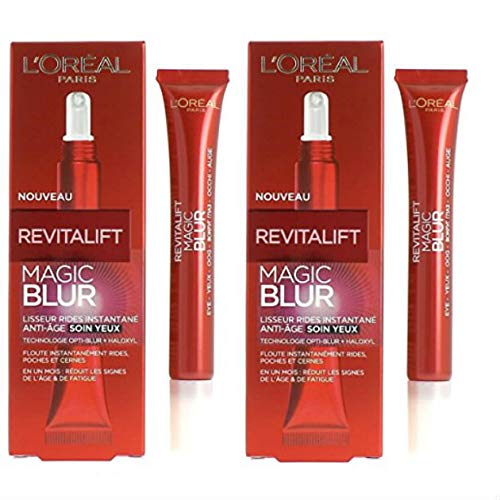 L'Oréal Revitalift Laser X3/Revitalift Magic B.L.U.R.- Pack de 2 productos: 1 crema de día antiedad con ácido hialurónico + 1 tratamiento antiedad para los ojos + alisador de arrugas instantáneo