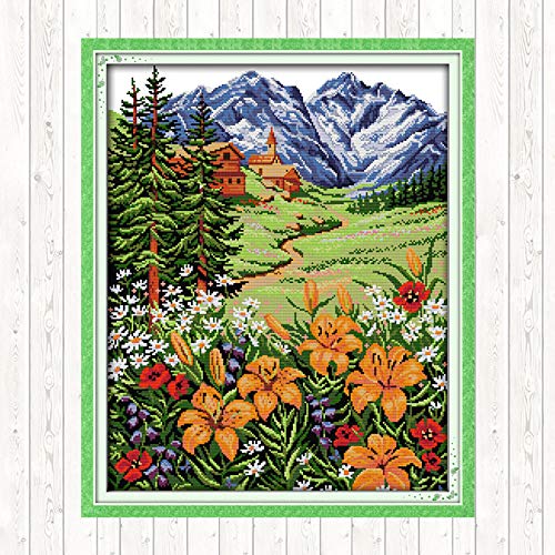 Los gansos salvajes en el bosque Kits de costura de bricolaje Serie de paisajes impresos Kits de punto de cruz Kit de bordado contado 11CT