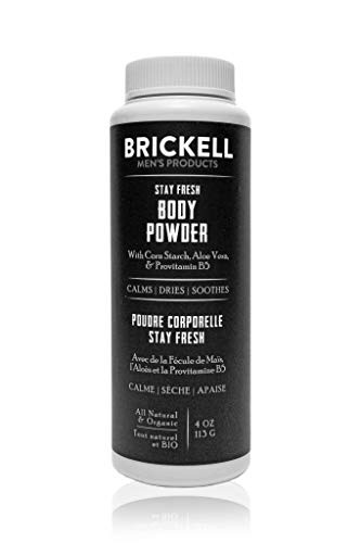 Los productos Brickell para hombres Stay Fresh Body Powder para hombres, naturales y orgánicos libres de talco, absorben el sudor, mantienen la piel seca, 118 mL, perfumados (Perfumado)