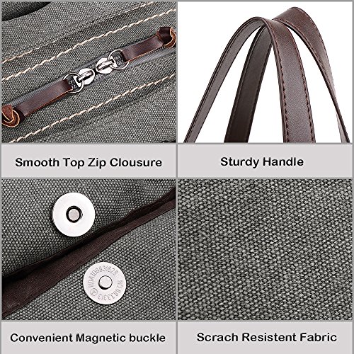 LOSMILE mujer Bolsos de mano Bolsos bandolera Bolsos totes Bolso de Lona Bolso de Bandolera Shoppers Bolsa (Gris)