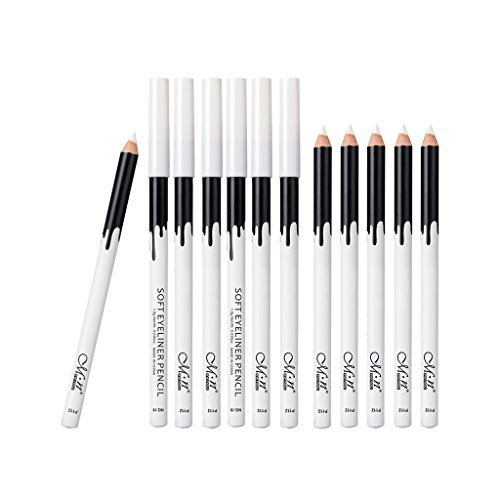 Lote 12pcs Lápices Palo Resaltador de Sombra de Ojo Eyeliner Impermeable Duradero Blanco