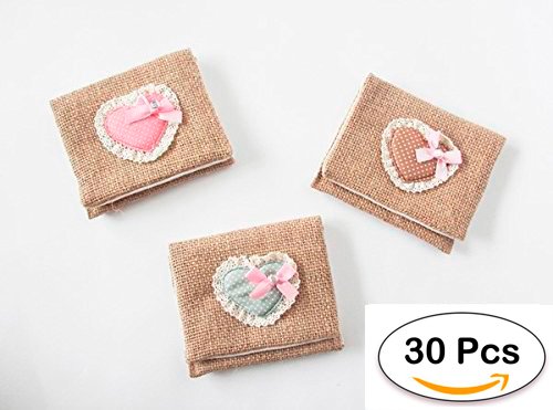 Lote 30 Portatodos Yute Saco Corazón, Detalles Bodas Baratos. Carteras, Porta todos, Monederos Baratos y Originales para Detalles de Bodas