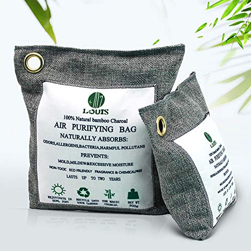 Louis-008 Bolsa de purificación de Aire, Sensor de Olor a carbón Activado 100% Natural, ambientador, deshumidificación doméstica, Agente antimoho, desodorización de Calzado(500g*1，200g*1)