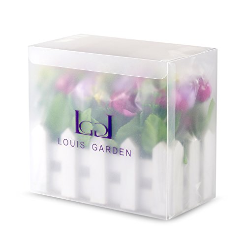 Louis Garden Artificial Flowers Fake Rose in Picket Fence Pot Pack - Small Potted Plant (Red-Purple) by Louis Garden