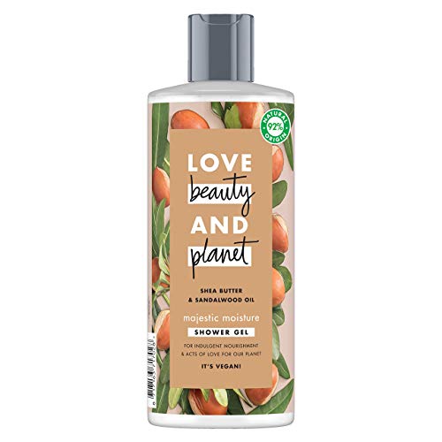 Love Beauty and Planet Gel de Ducha para Piel nutrida, Manteca de Karité y Sándalo Vegano - 500 ml