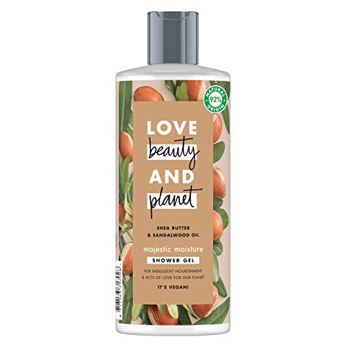 Love Beauty and Planet Gel de Ducha para Piel nutrida, Manteca de Karité y Sándalo Vegano - Pack de 3 x 500 ml (Total: 1500 ml)