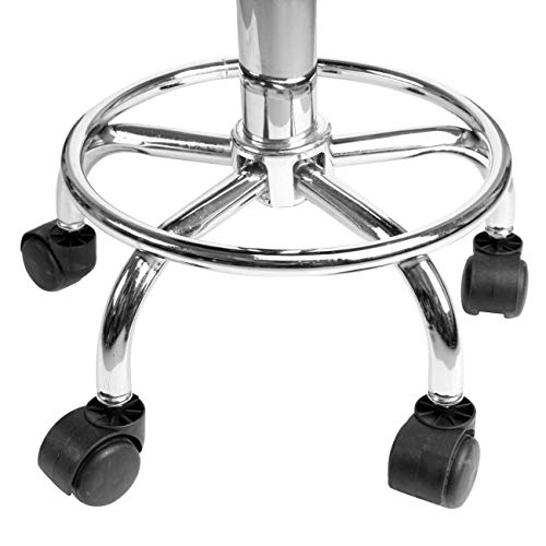 LOVECRAZY Taburete Giratorio con Ruedas Silla Belleza para Peluquería, Cosmética, Dentista, Silla de Trabajo Profesional Giratoria con Ruedas (Blanco 2)