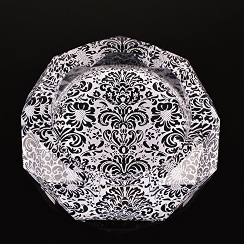 LT&NT Cenicero cristalino europeo, diseño floral de la impresión, regalos para los socios, bandeja casera de la basura del escritorio de la oficina del Club de la barra (diámetro externo 20 cm)