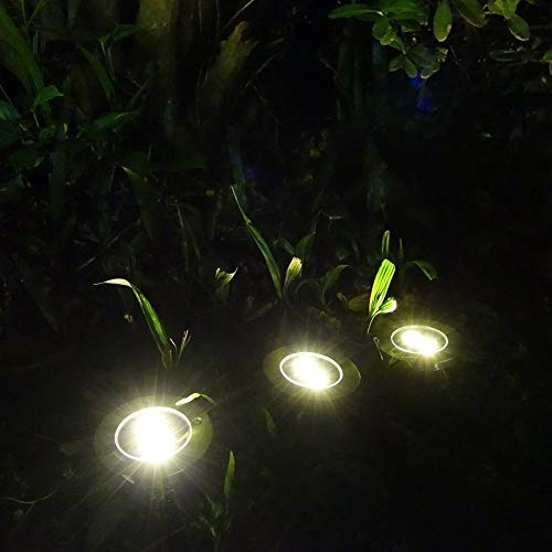 Luces Solares de 8 Leds, Pulchram Luces de Jardín Solares a Prueba de Agua IP65, Luces de Suelo Solares al Aire Libre, Iluminación de Piso de Acero Inoxidable para Paisajes, Césped, Patio(8 Piezas)