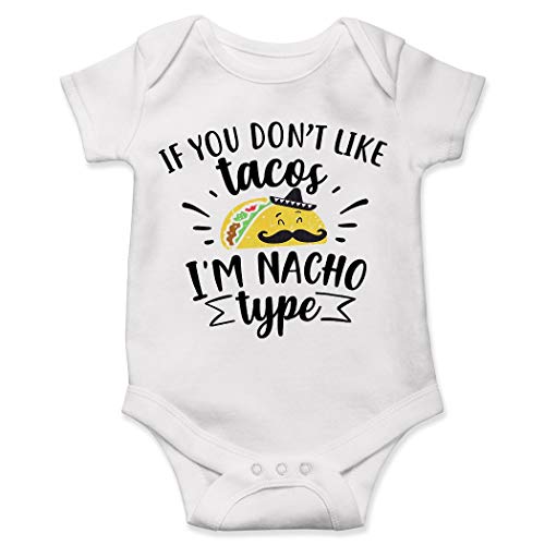 Lucky Star Tacos Onesie, If You Don't Like Tacos I'm Nacho Type Baby Onesie, Mexican Onesie, Food Onesie, Taco Onesie - Blanco - 0-3 Meses