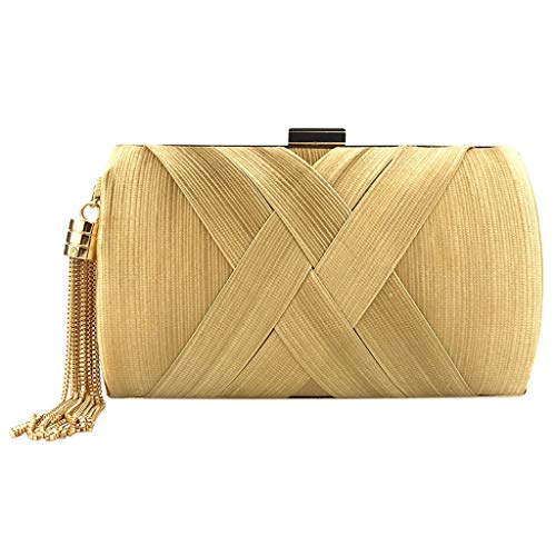 Luckycat Ceremonia de mujer de embrague, Bolso de mano de noche Bolso de mano con estilo Mini Bolso de hombro de Bling de SatéN Cadena Fiesta Fiesta Cóctel con Borla Banquete Fiesta de baile boda