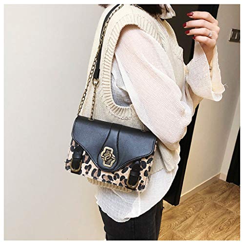 Luckycat Monederos Mujer Shoppers y Bolsos de Hombro Bandolera Nylon Estampado De Leopardo Mujer Bolsos de Mujer Negros Bolsos Pequeños de Mujer Con Muchos Bolsillos