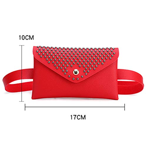 Luckycat Riñoneras de Moda Moda Remache Mochila de Deportes Bolsa de Paseos Correa Zipper Fanny Pack Bolso bandolera para mujer con cinturón para el ombligo Teléfono Riñoneras Chicas Niñas