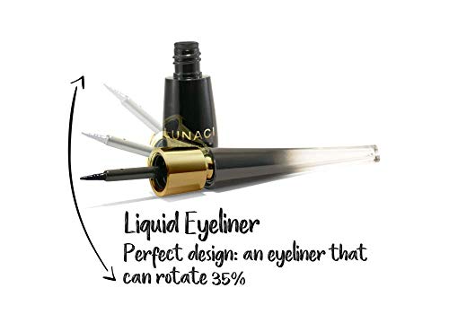 Lunaci Barcelona Delineador de Ojos Líquido A base de agua, sin carbón, Color negro Intenso, Eyeliner Líquido