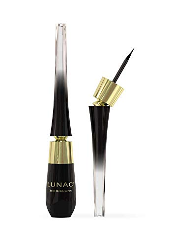 Lunaci Barcelona Delineador de Ojos Líquido A base de agua, sin carbón, Color negro Intenso, Eyeliner Líquido