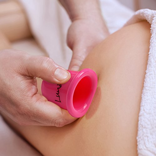 Lunata (Upgrade 2019) 1x Ventosa para Masaje anticelulitis, Ventosas de vidrio contra celulitis, equipo de masaje por vacío, copas de silicona, Rosa