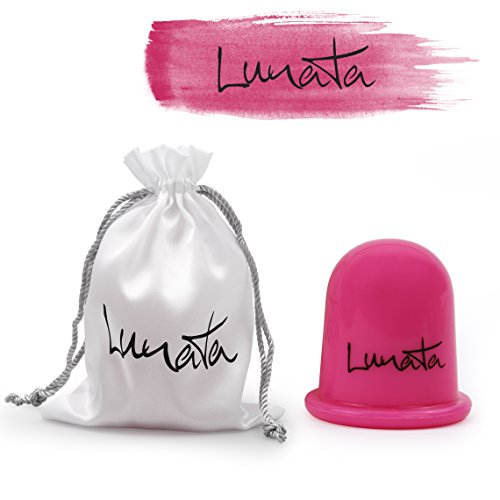 Lunata (Upgrade 2019) 1x Ventosa para Masaje anticelulitis, Ventosas de vidrio contra celulitis, equipo de masaje por vacío, copas de silicona, Rosa
