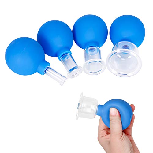 Lunata (Upgrade 2020) SET 4x Juego de Ventosas con Bola de Succión,Ø 15, Ø 25, Ø 35, Ø 55,Ventosa anticelulitica, Ventosas para un Masaje profesional