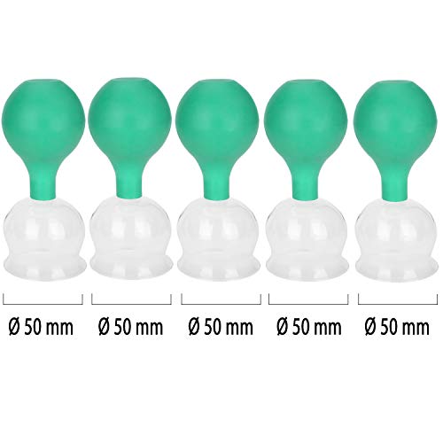 Lunata (Upgrade 2020) SET 5x Juego de Ventosas con Bola de Succión, Ø 50, Ventosa anticelulitica, Ventosas para un Masaje profesional, verde